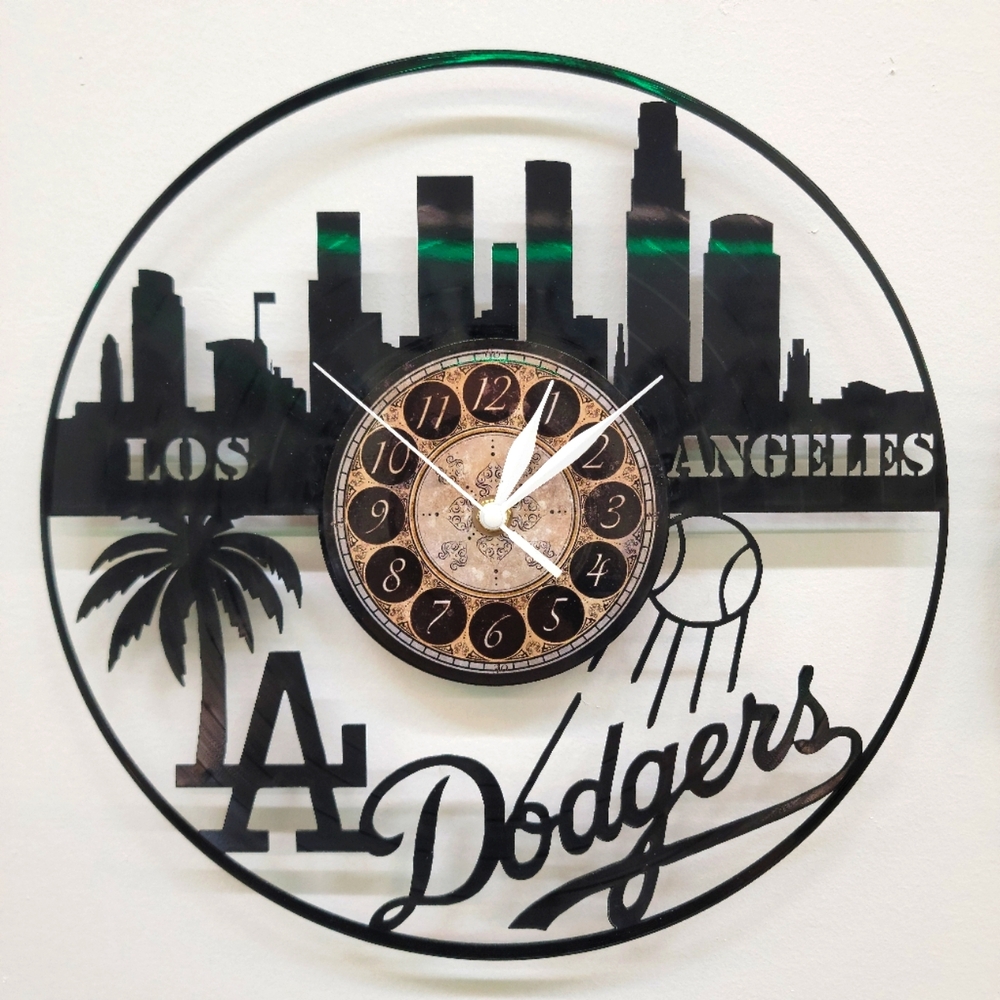LOS ANGELES DODGERS vinyl record clock